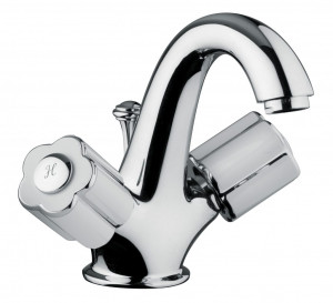 11521 БЕЛЫЙ-12521 ЧЕРНЫЙ Смеситель для раковины на одно отверстие со сливным клапаном 1,1 / 4 ”. Bongio Fleur Blanc&Noir