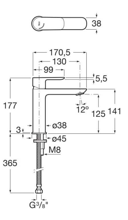 Смеситель для раковины из хромированной латуни Roca Cala ARCH-00019084 - Вид №1