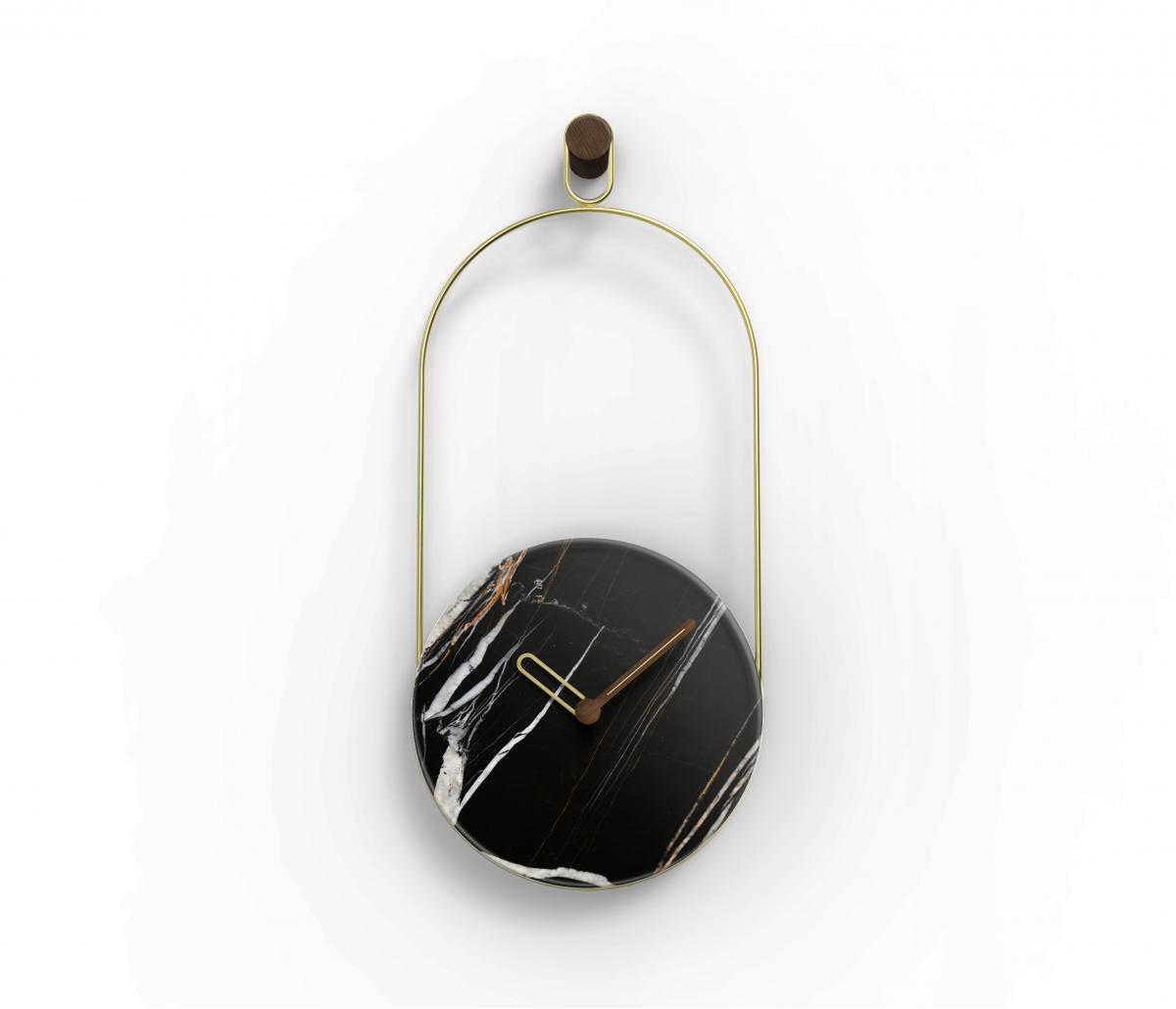 095636 Часы мрамор Sahara Noir - латунь Nomon Eslabon 