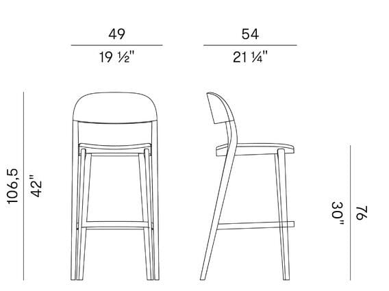 Высокий стул из ясеня с мягким сиденьем Potocco минимальная ARCH-00091639 - Вид №3