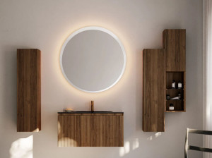 Деревянный навесной шкаф для ванной комнаты с дверцами