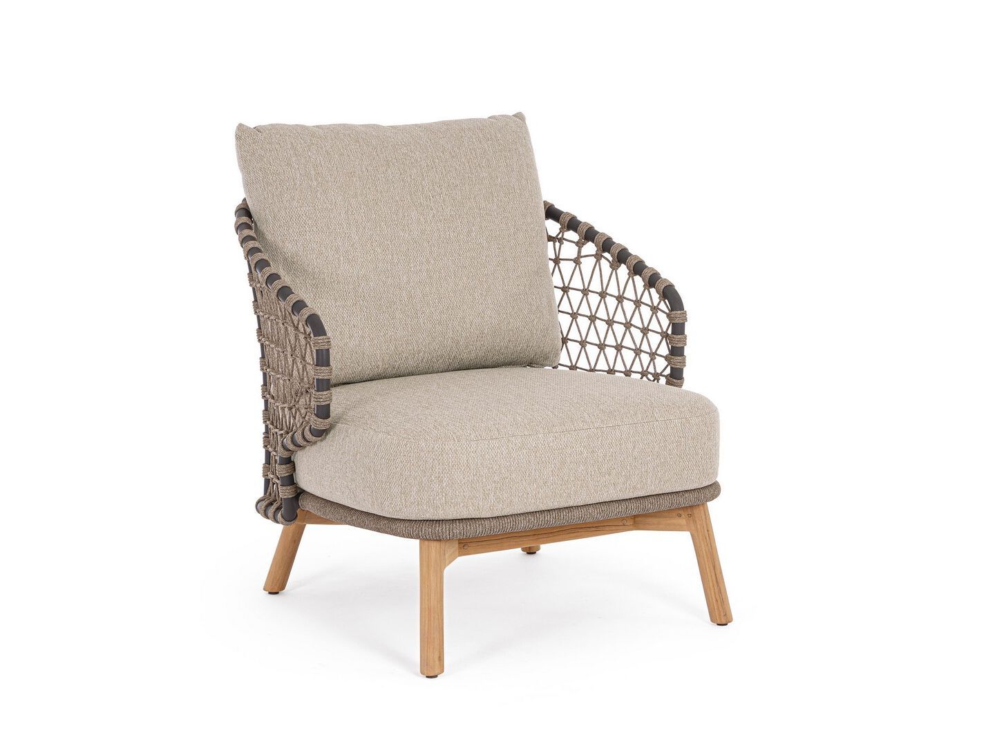 Веревочное и тканевое садовое кресло с подлокотниками BIZZOTTO Eularia ARCH-00109559