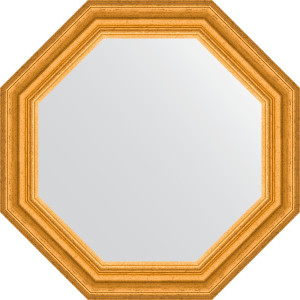 BY 3733 Зеркало в багетной раме - состаренное золото 67 mm EVOFORM Octagon