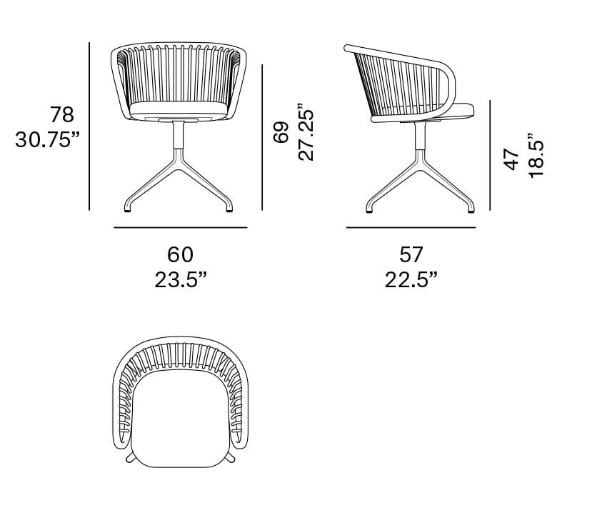 Ротанг поворотный стул со встроенной подушкой EXPORMIM HUMA ARCH-00018164 - Вид №2