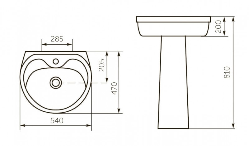 Лира, Умывальник Напольная раковина стоящая овальная ROSA ЛИРА - Вид №1