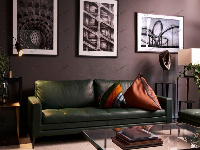 Duvivier Canapés 3-х местный кожаный диван  Pierxe23 