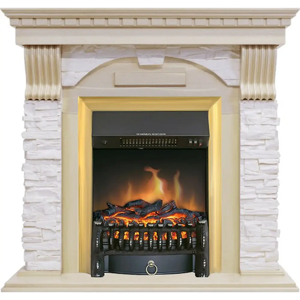 Каминокомплект Royal Flame Dublin STD Fobos FX Brass 1.5 кВт цвет слоновая кость STLM-2052856