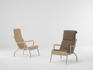 Кресло из ротанга и алюминия с подголовником