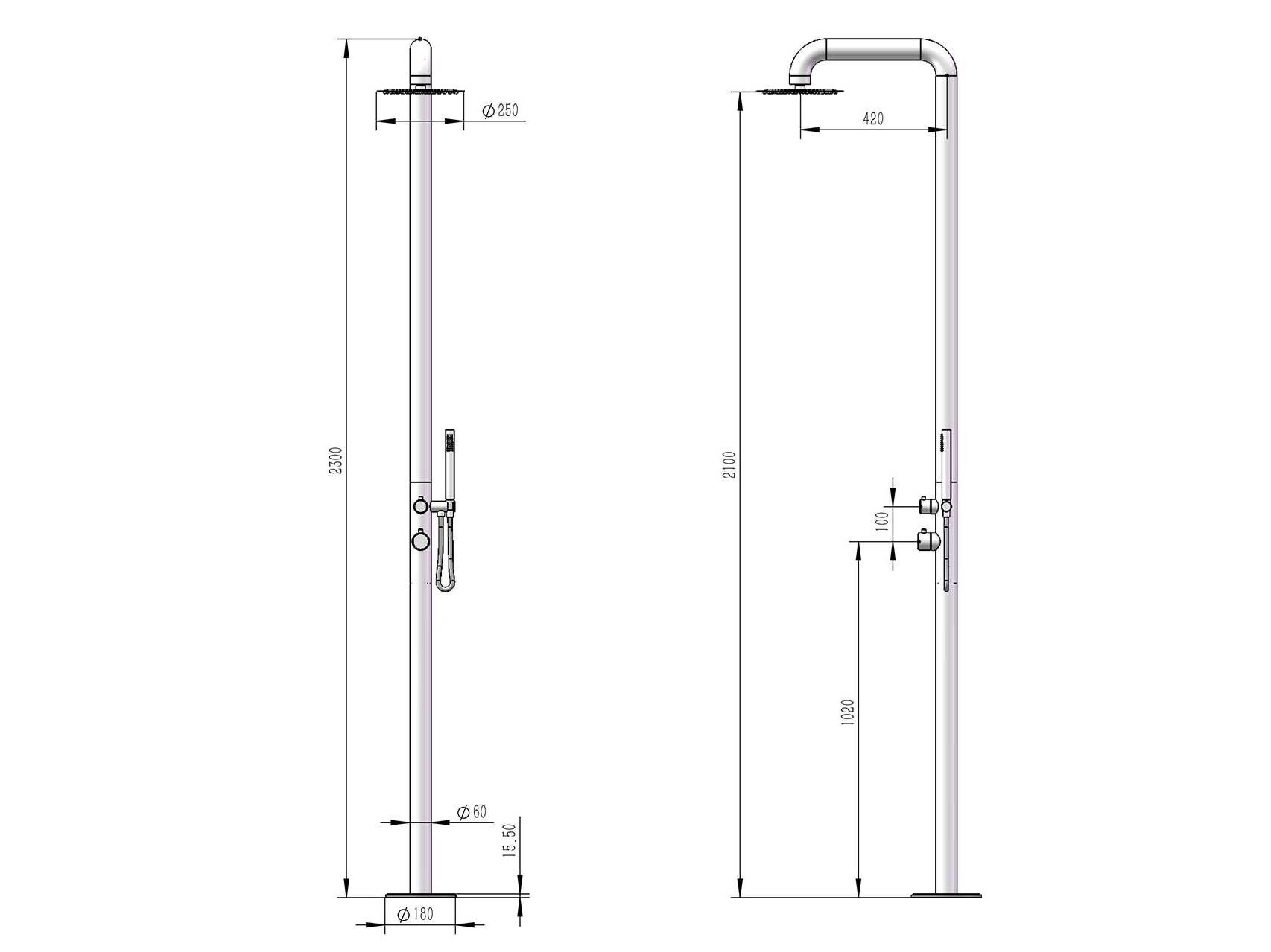 Открытый душ из нержавеющей стали с ручным душем SINED PULA ARCH-00135936 - Вид №16