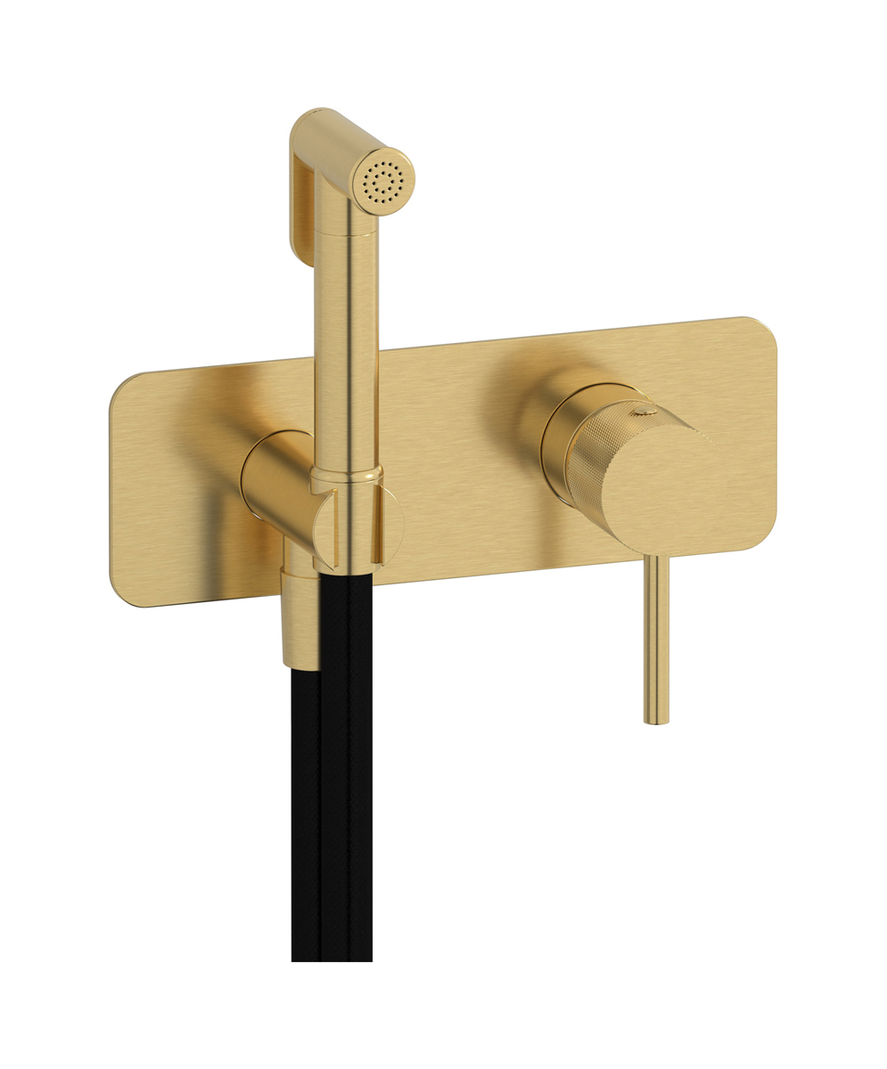 Внешние части гигенического душа со смесителем. WE ARE IB id706os Brushed Gold Industria