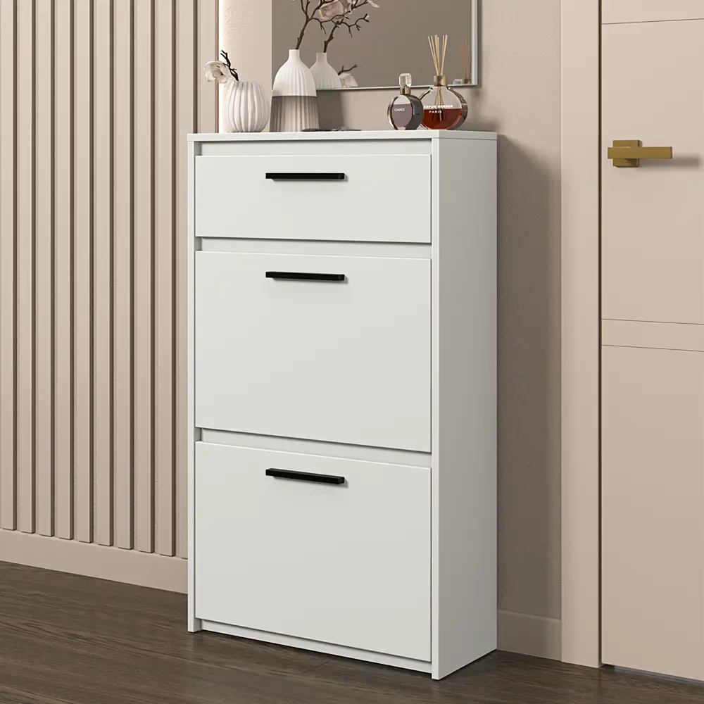 Шкаф для обуви Лион 60x103.9x24 см 2 ящика ЛДСП цвет белый Santreyd STLM-2208321