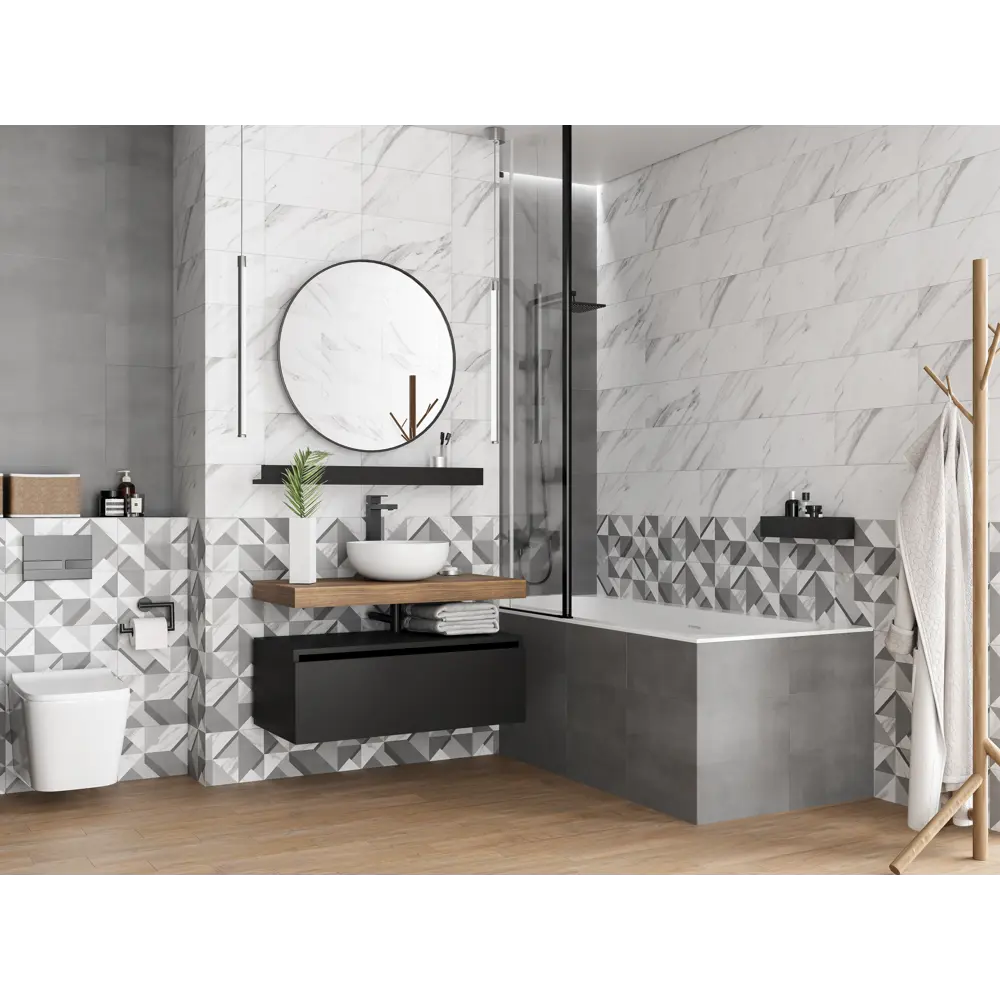 Плитка настенная Mersey Concrete A0554H24102 20x40 см 1.6 м² матовая цвет графит Santreyd STLM-2164069 - Вид №8