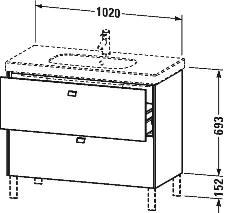 BR442701818 Тумбочка напольная Brioso #BR4427 1020 x 469 мм Белый матовый, декор Duravit - Вид №1