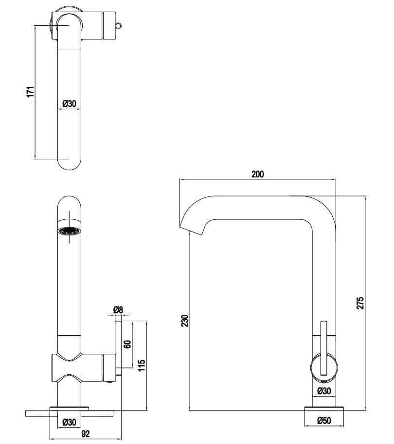Смеситель для раковины с высоким верхом CROSSWATER 3ONE6 LEVER ARCH-00058644 - Вид №2