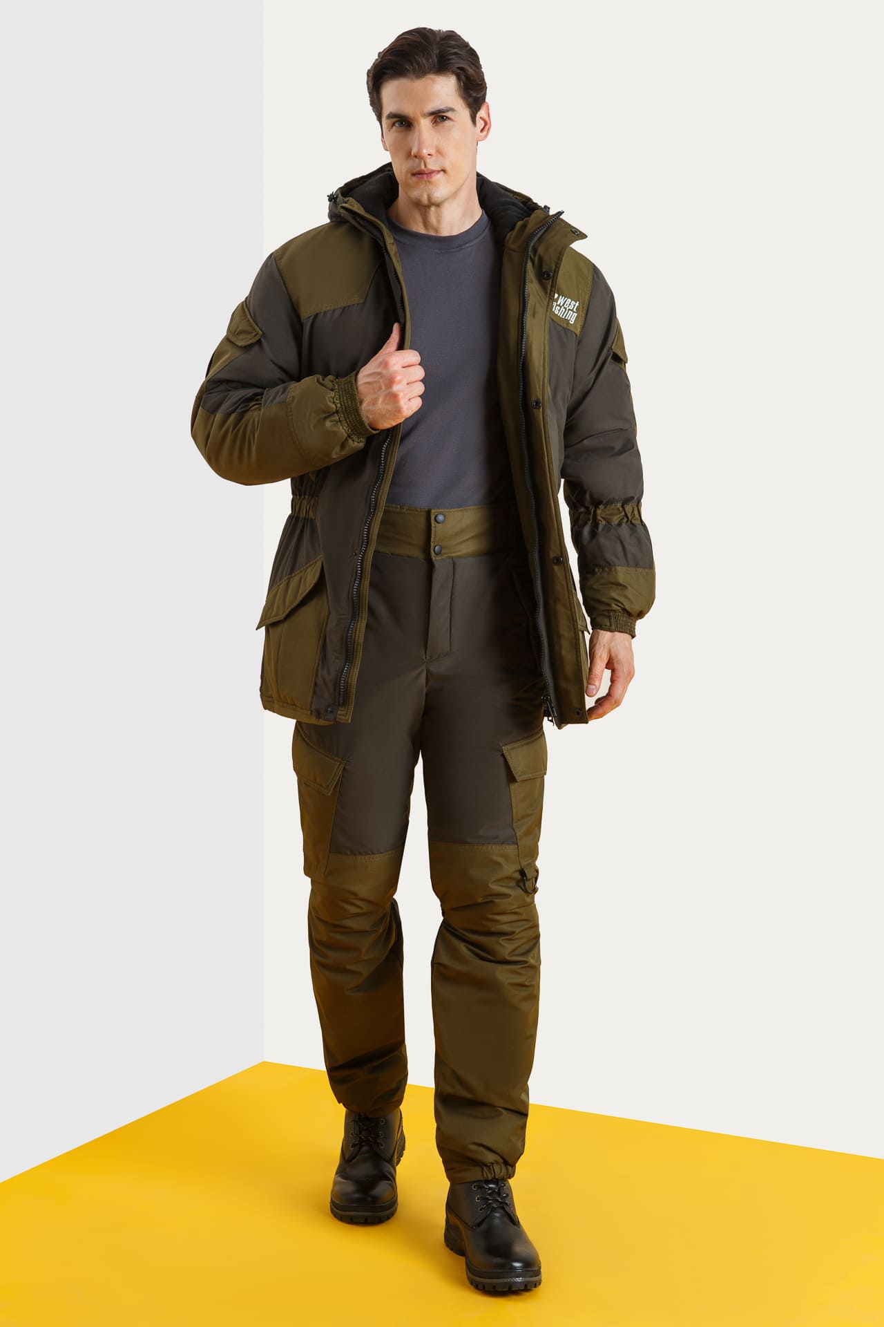 63938 Костюм  зимний хаки West Fishing  Зимняя спецодежда Santreyd  - Вид №7