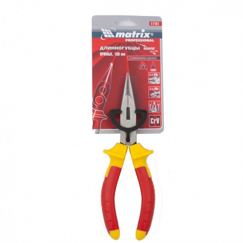 Длинногубцы прямые Insulated 160 мм двухкомпонентные рукоятки MATRIX PROFESSIONAL 12545 - Вид №4
