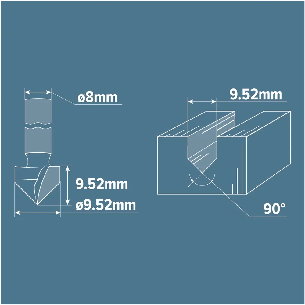 Фреза пазовая галтельная V-образная Brigadier, D9.5 мм STLM-2051432 - Вид №3