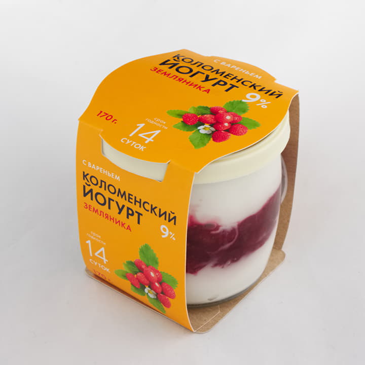Йогурт Коломенский Земляника из сливок 9% Коломенское молоко 170 г БЗМЖ Santreyd 12257 - Вид №1