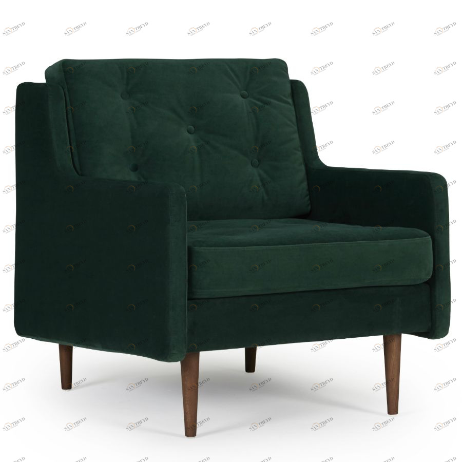 Кресло Holme с ножками из дуба/грецкого ореха, темно-зеленое Kragelund 28101208603