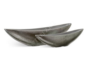 41.3321-04-055-DSL-15/65 Кашпо  Effectory - серия Metal - Ваза-Лодка (2 размера) - Стальное серебро Цветочная коллекция