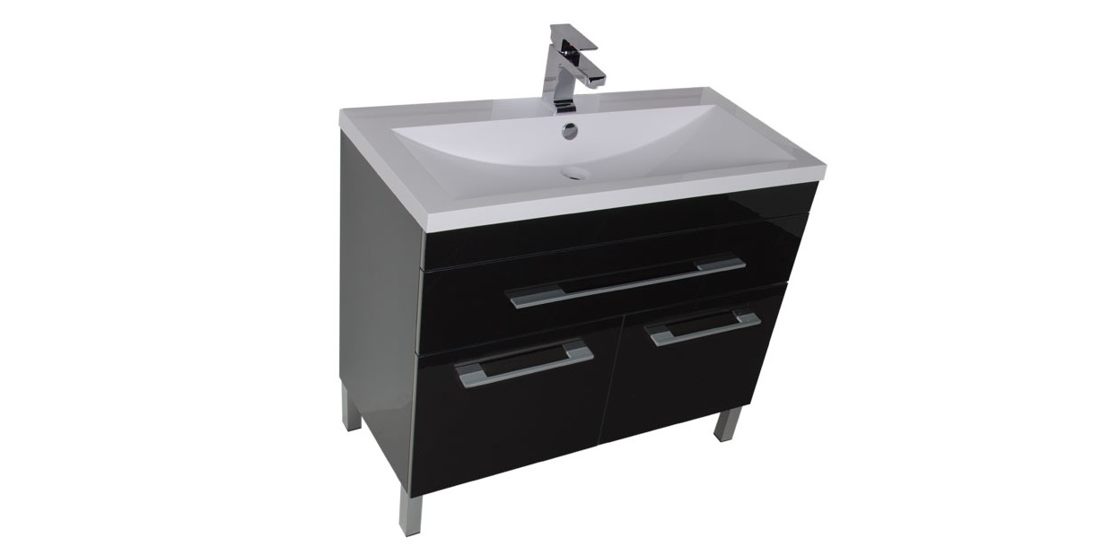 Комплект мебели Aquanet Верона 100 черный (напольный 1 ящик 2 дверцы) 00182943 - Вид №3