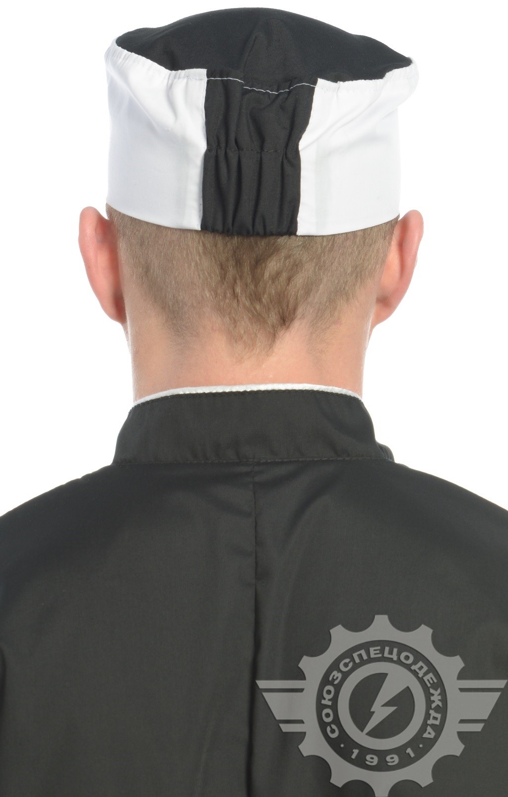 61164 Головной убор "Таблетка" ткань "Тиси" бело-черная  Повар  размер 57-58 Спецодежда  - Вид №4