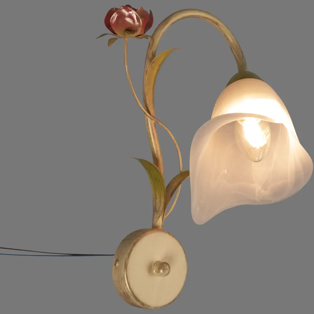 Бра Oран 1xE14x60 Вт, металл/стекло, цвет белый Vitaluce STLM-2202900 - Вид №1