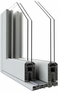 ALPHACAN Подъемно-раздвижная компланарная дверь из пвх с двойным остеклением