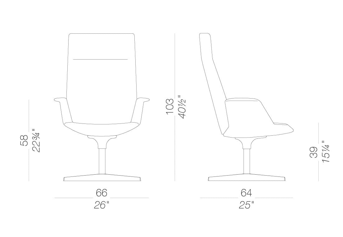 4-спицевое тканевое вращающееся офисное кресло Lapalma один ARCH-00048840 - Вид №2