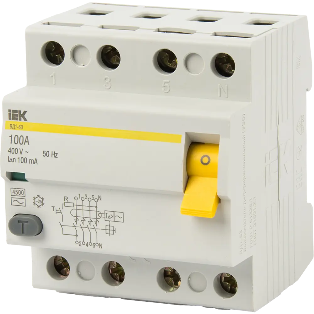 УЗО IEK Home MDV10-4-100-100 — защита от токов утечки в трехфазных сетях 82941110