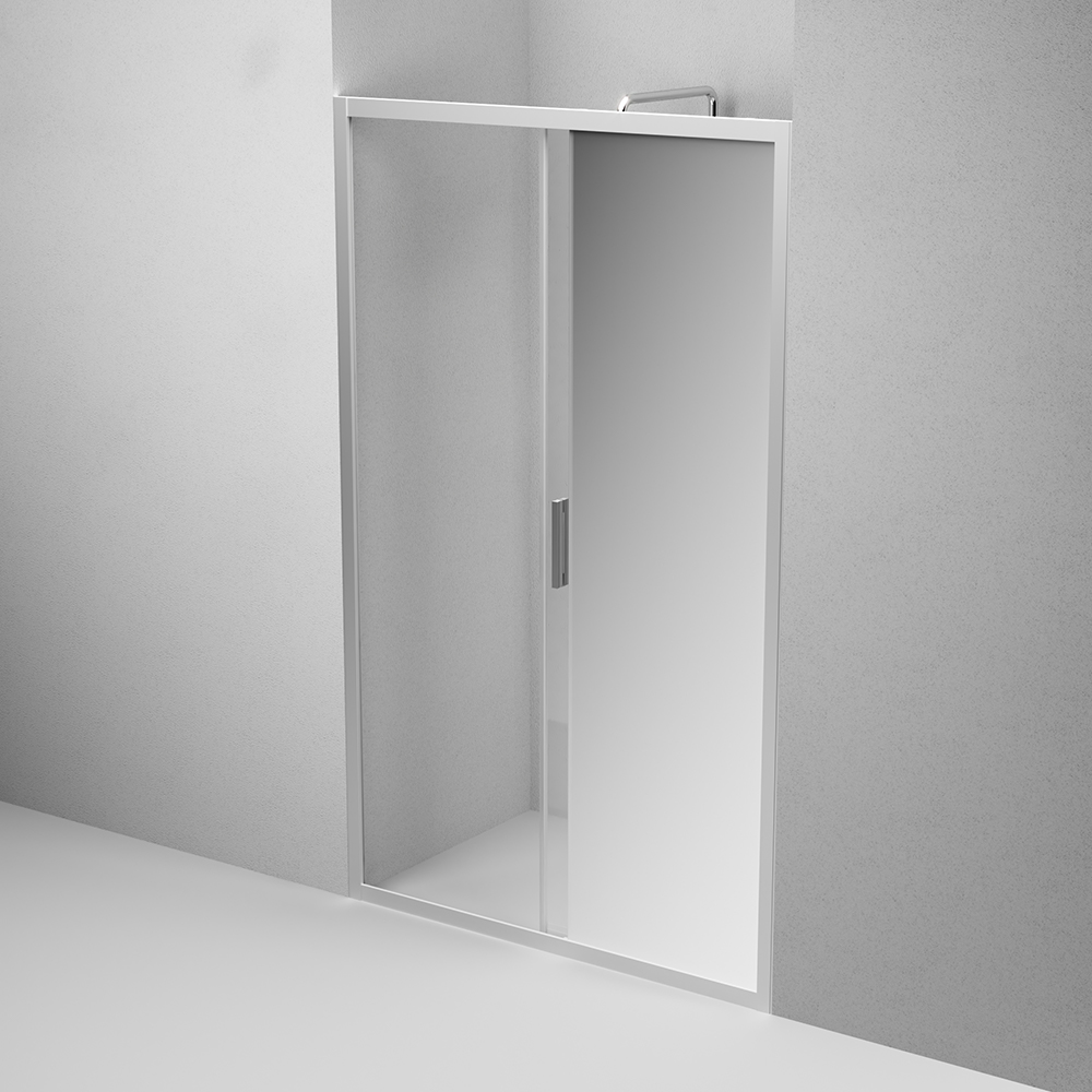 W90G-120-1-195MMir Solo Дверь душевая 120х195 стекло зеркальное профиль матовый хром AM.PM Gem - Вид №4