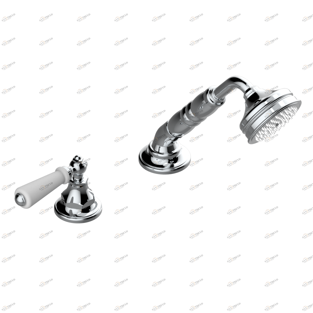 A04-6532/60A Смеситель керамический устанавливаемый на борту с ручным душем с ручкой одновременной регулировки – потока/температуры Thg-paris Broadway с рукоятками Хром A04 6532/60A  A02 CAT.A
