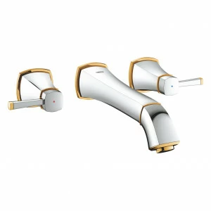 Внешняя часть смесителя для раковины GROHE Grandera на 3 отверстия (вынос 234 мм), хром/золото (20415IG0)