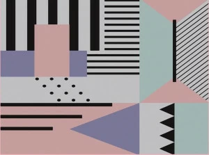 YO2 Прямоугольный коврик из полиамида с геометрическими мотивами Post modern