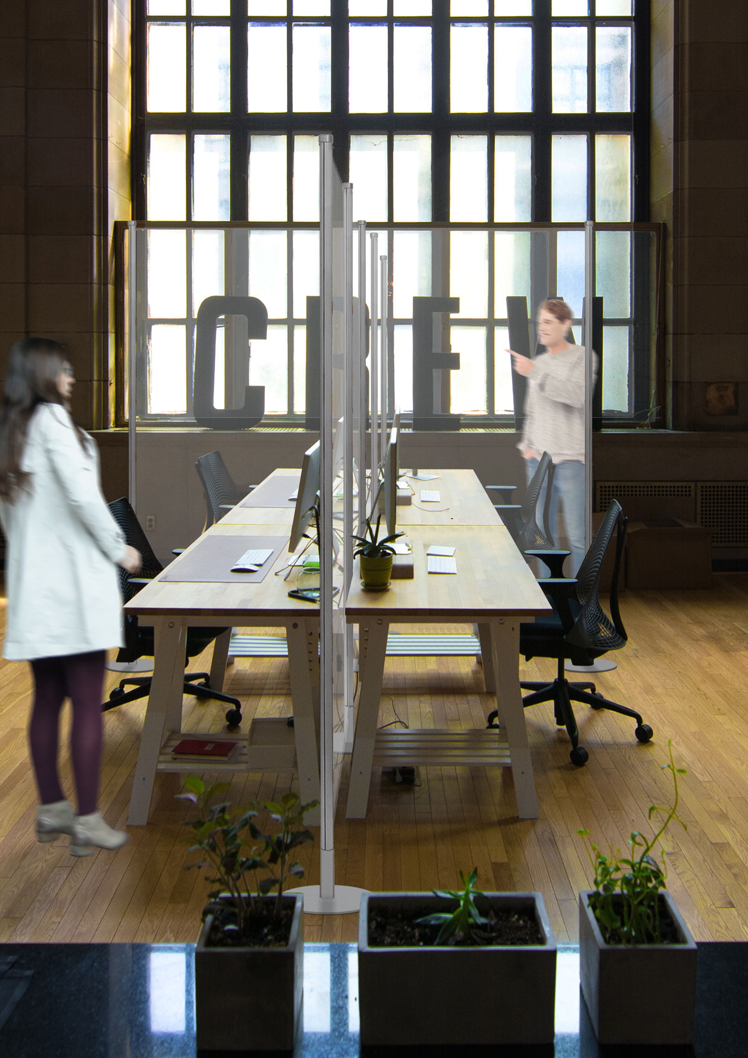 Отдельно стоящая офисная перегородка из акрилового стекла Slalom разделительная система ARCH-00026937 - Вид №1