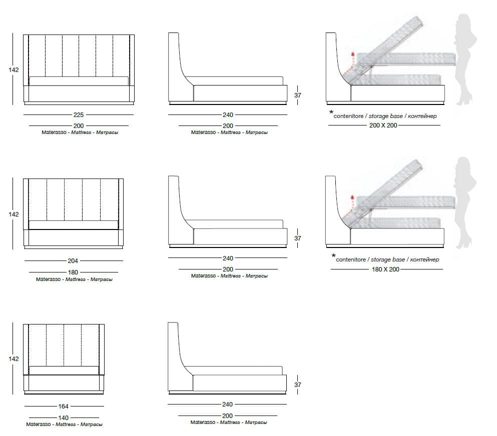 Бархатная двуспальная кровать с мягким изголовьем Longhi Loveluxe ARCH-00013115 - Вид №1
