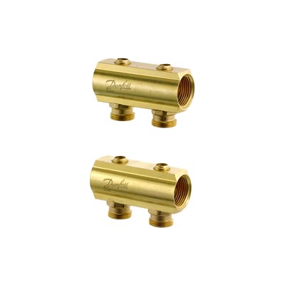 Danfoss Распределительные коллекторы типа FHF для систем водяного отопления с внутренней резьбой FHF Коллектор с запорн. вентилем 5+5 088U0545 