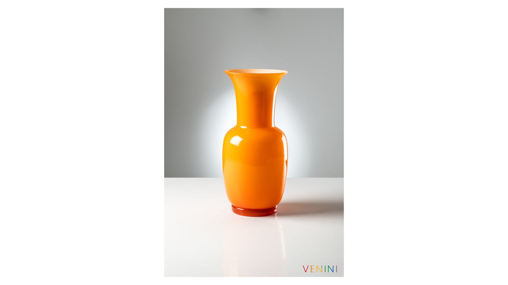 10640936 VENINI Ваза Venini "Опалино" 36х17см (оранжевая, белая) Стекло  - Вид №2