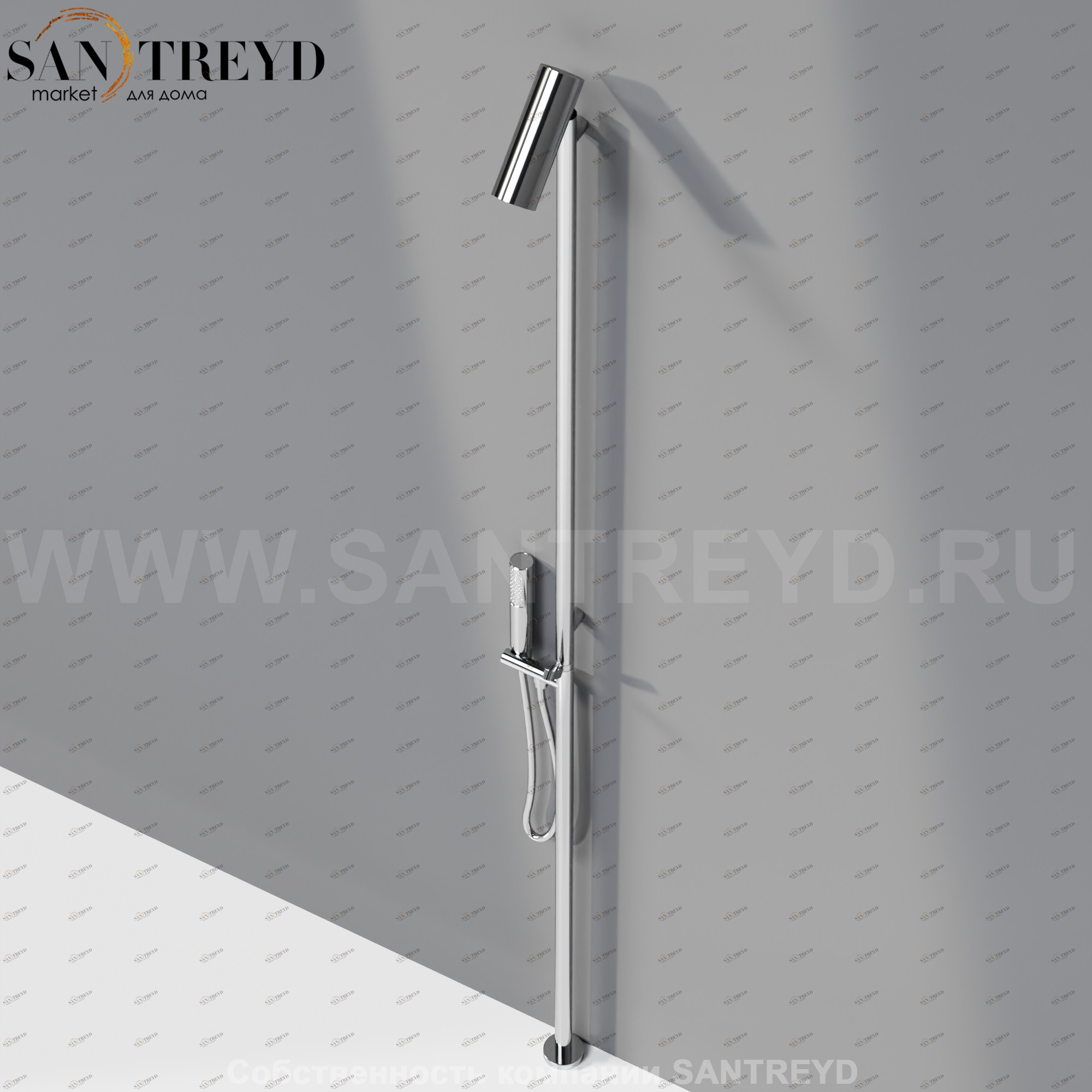 Напольный смеситель с ручным душем ARUB1025NS SQUARE для душа хромированный Agape