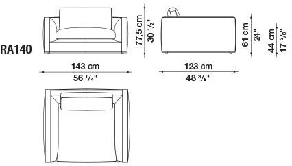 B&B Italia Кресло из ткани с подлокотниками Richard sun-id-1399610 - Вид №5