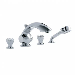 Смеситель для ванны на 4 отверстия ½“, монтаж на борт ванны JOERGER Palazzo Crystal
