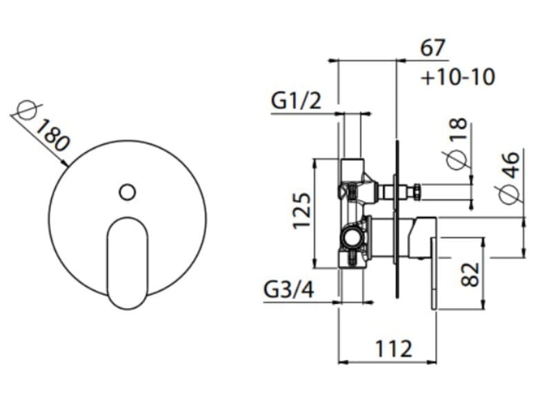 Встраиваемый однорычажный смеситель для душа с переключателем CARIMALI MySpring ARCH-00141924 - Вид №2