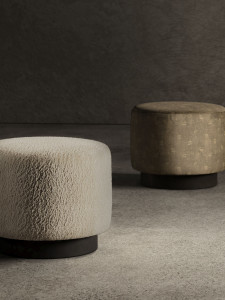 Круглый пуф из ткани