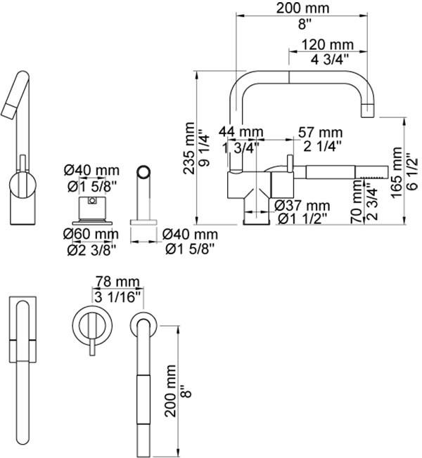 VOLA Смеситель для кухни с ручным душем sun-id-1432091 - Вид №2