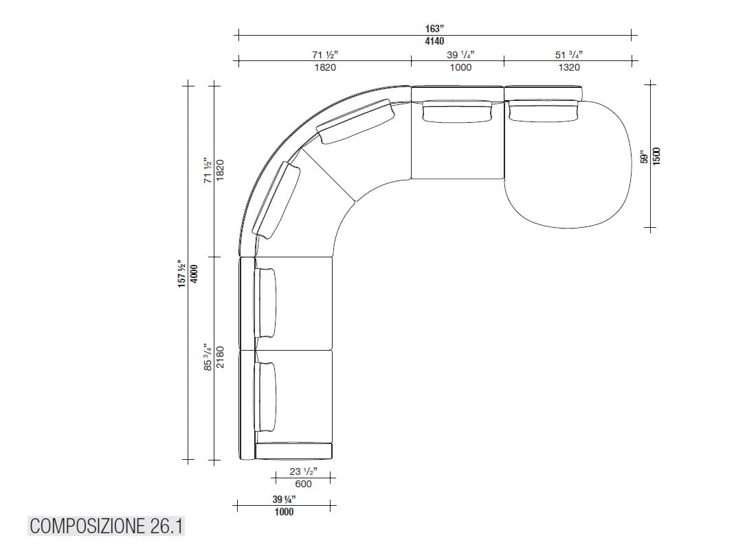 Угловой диван из ткани с полуостровом Lema Venise ARCH-00125173 - Вид №47