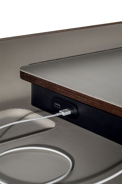 Письменный стол из массива дерева и кожаная столешница Poltrona Frau офис-системы управления ARCH-00153217 - Вид №17