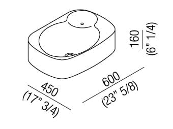 Прямоугольная подвесная раковина из Cristalplant® Agape Nivis ARCH-00037689 - Вид №2