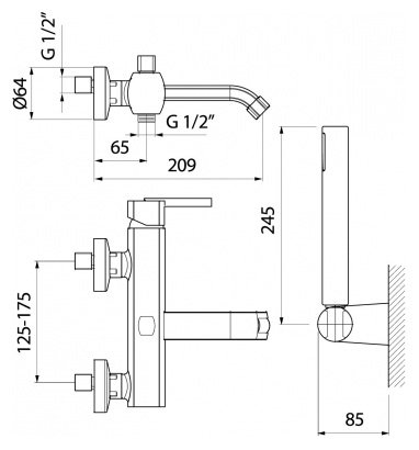 AZ850101015 Смеситель для ванны , хром Webert Azeta  - Вид №3