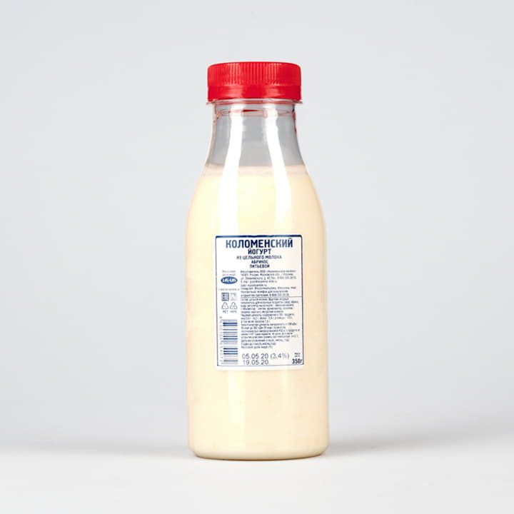 Йогурт Коломенский Абрикос питьевой 3,4%-4,0% Коломенское молоко 350 г БЗМЖ Santreyd 12258 - Вид №1