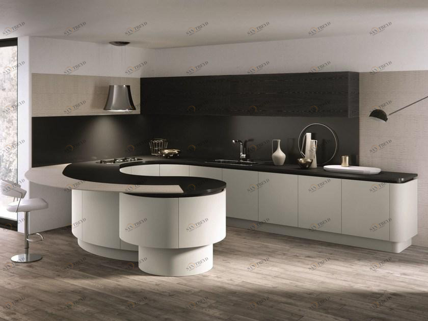 Aster Cucine Лакированная кухня с полуостровом Domina sun-id-1372337
